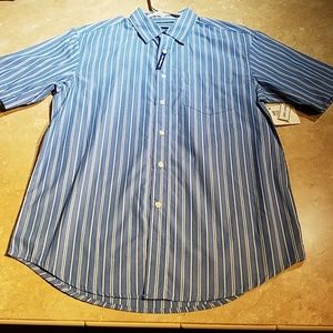Basic Editions Blue Stripe Easy Care Shirt S